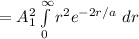 =A_1^2\int\limits^{\infty}_0 r^2e^{-2r/a}\ dr