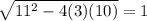 \sqrt{11^2-4(3)(10)} = 1