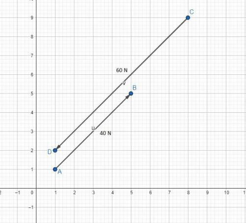 Representar con una escala de 1cm = 10N dos fuerzas que tengan igual dirección, distinto sentido y s