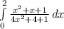 \int\limits^2_0 {\frac{x^2 +x +1 }{4x^2 +4 + 1} } \, dx