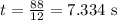 t = \frac{88}{12} = 7.334 \text{ s}