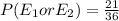 P(E_1 or E_2) = \frac{21}{36}