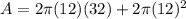 A=2\pi (12)(32)+2\pi (12)^2