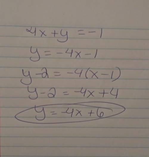 What is the equation of the line that passes through (1, 2) and is parallel to the line whose equati