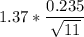 1.37 * \dfrac{0.235}{\sqrt{11}}