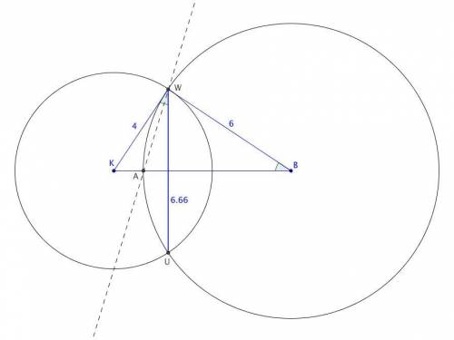 ALL YOU NEED TO DO IS DRAW THIS Circle ω1 with center K of radius 4 and circle ω2 of radius 6 inters