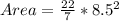 Area = \frac{22}{7} * 8.5^2