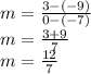 m =  \frac{3 - ( - 9)}{0 - ( - 7)}  \\ m =  \frac{3 + 9}{7}  \\ m =  \frac{12}{7}