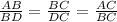 \frac{AB}{BD}=\frac{BC}{DC}=\frac{AC}{BC}