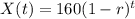X(t) = 160(1-r)^{t}