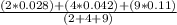 \frac{(2 * 0.028) + (4*0.042) + (9*0.11)}{(2+4+9)}