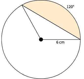 Find the area of the shaded segment. Round your answer to the nearest square centimeter. 24 cm2 23 c