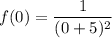 f(0) = \dfrac{1}{(0+5)^2}