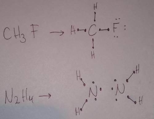 Draw a Lewis structure for each covalent molecule. a. CH3F b. N2H4