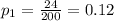 p_{1}=\frac{24}{200}=0.12