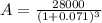 A =  \frac{ 28000 }{(1 + 0.071) ^3}