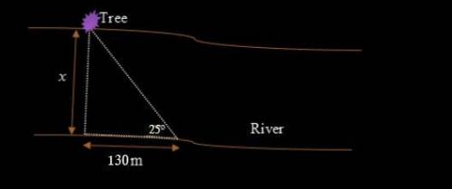 A surveyor measures the distance across a river that flows straight north by the following method. S