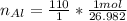 n_{Al} = \frac{110}{1} *\frac{1mol}{26.982}
