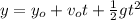 y=y_o+v_ot+\frac{1}{2}gt^2