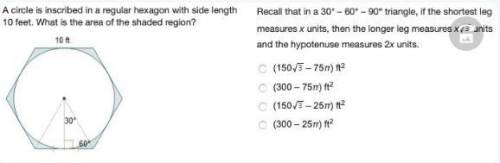 Ide length

Recall that in a 30° -60° - 90° triangle, if the shortest leg
measures x units, then the
