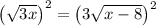 \left(\sqrt{3x}\right)^2=\left(3\sqrt{x-8}\right)^2