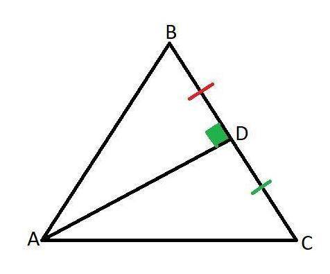 Andrew draws triangle ABC. He then constructs a perpendicular bisector from vertex A that intersects