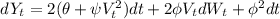 dY_t=2(\theta+\psi V_t^2)dt+2\phi V_tdW_t+\phi^2dt