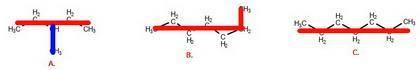 Which of the following shows the proper configuration of a straight chain isomer of hexane?