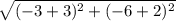 \sqrt{(-3+3)^2+(-6+2)^2}