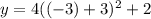 y=4((-3)+3)^2+2