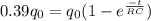 0.39q_0 = q_0 (1 - e^\frac{-t}{RC} )