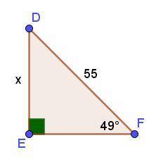 HELP (05.02 LC) Which equation could be used to find the value of x?

Triangle DEF where angle E is