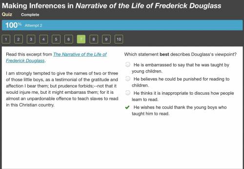 Read this excerpt from The Narrative of the Life of Frederick Douglass. I am strongly tempted to giv