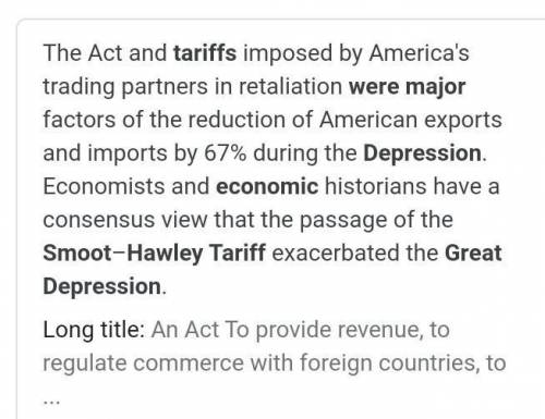 How did the Hawley-smoot tariff helped spread the depression overseas gradpoint