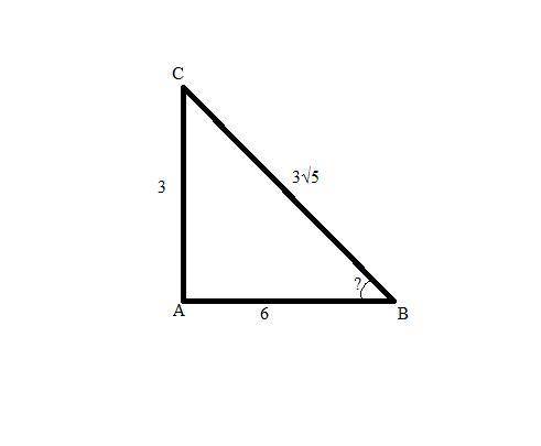 Given triangle ABC, which equation could be used to find the measure of ∠B? right triangle ABC with