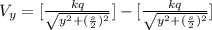 V_y  = [\frac{kq}{\sqrt{y^2 + (\frac{s}{2} )^2} } ] -  [\frac{kq}{\sqrt{y^2 + (\frac{s}{2} )^2} } ]