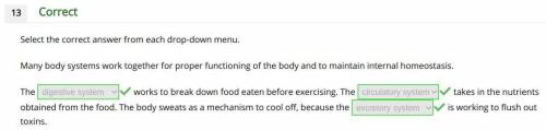The works to break down food eaten before exercising. The takes in the nutrients obtained from the f