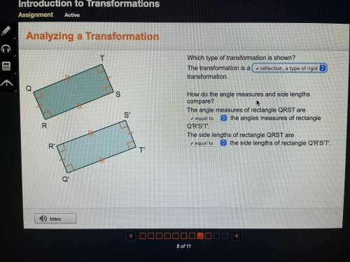 Which type of transformation is shown?

The transformation is a 
transformation.
How do the angle me