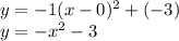 y = -1(x-0)^2+(-3)\\y = -x^2-3