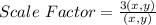 Scale\ Factor =\frac{3(x,y)}{(x,y)}