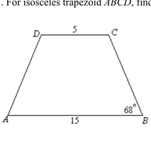 For isosceles trapezoid abcd, find the length of the median and m∠a