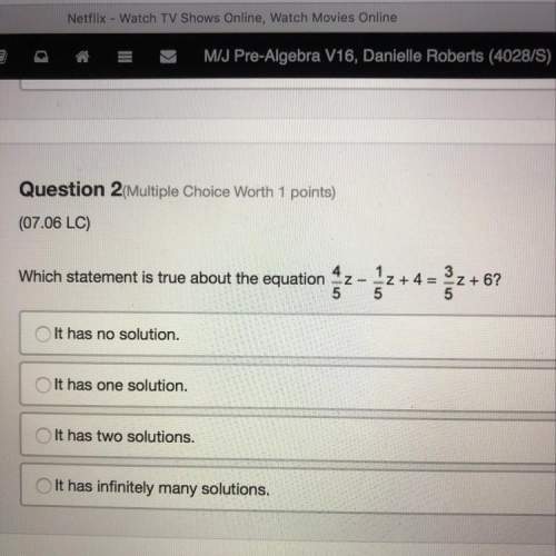 Which statement is true about the equation 4/5z - 1/4z + 4 = 3/5z + 6?
