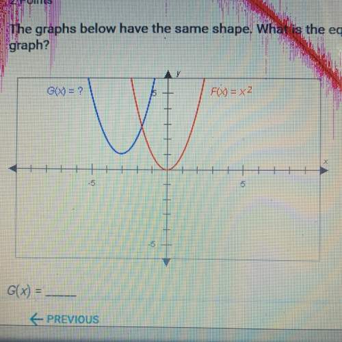 The graphs below have the same shape. what is the equation of the blue graph?