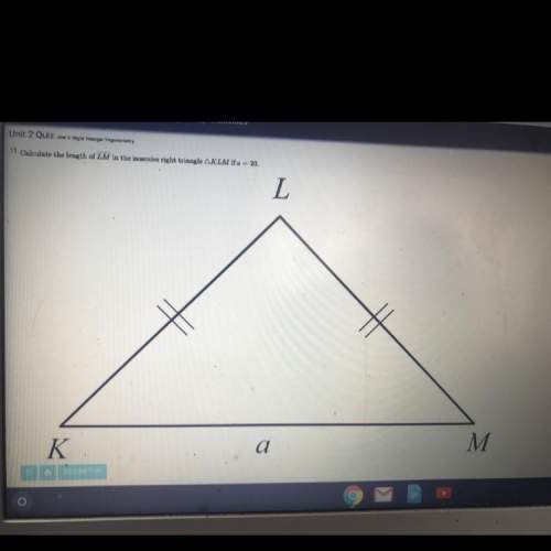 Calculate the length of line lm in the isosceles right triangle klm if a = 20
