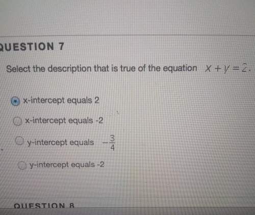 Select the description that is true to the equation x + y =2