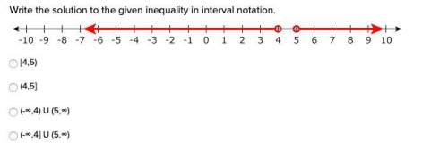 Write the solution to the given inequality in interval notation. [4,5) (4,5]