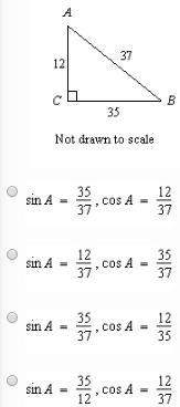 Write the ratios for sin a and cos a.