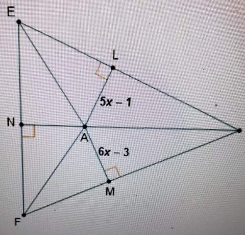 Point a is the incenter of triangledef.what is the value of na?