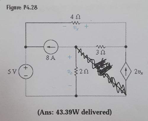 Use mesh-current method to find the power developed in the voltage source in the circuit in fig. p4.