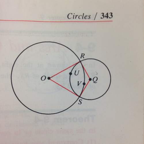 Given: circle o and circle q intersect at r and s;  mrvs=60; mrus=120 prove: or